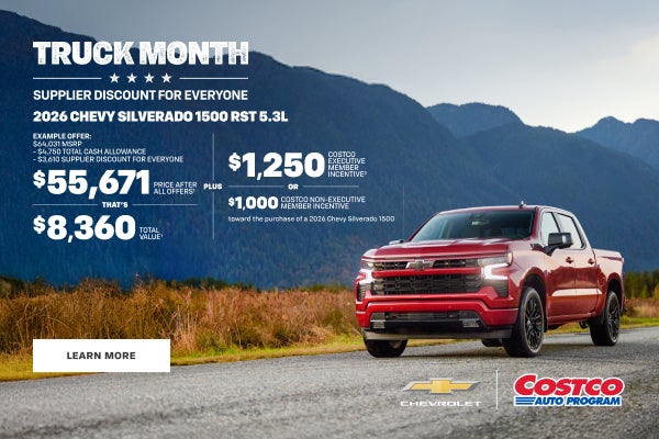 2026 Chevy Silverado 1500 RST 5.3L. EXAMPLE OFFER: $64,031 MSRP- $4,750 Total Cash Allowance - $3...